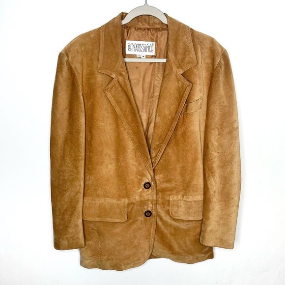 VTG La Nouvelle Renaissance Brown 100% Suede Leather Jacket Unisex Size Medium - Picture 1 of 11
